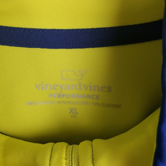 Vineyard Vines Preformance Boys XL 18 Blue/Yellow 1/2 Zip Pullover Shirt Top - Picture 5 of 8